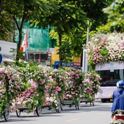 Màn roadshow ấn tượng nhất Việt Nam: Xe đạp, xích lô tới cả xe bus cũng đều ngập tràn hương sắc hoa sen